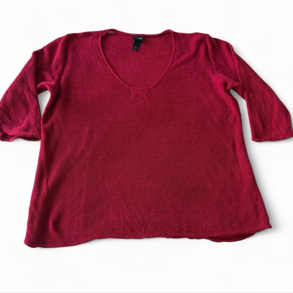 Eileen Fisher Italian Hemp Three Quarter Sleeve Sweater (Large)
